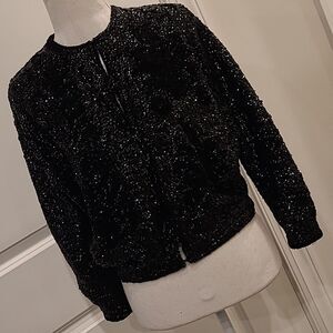 Vintage 1950's Theo Miles sequined sweater handmade in British Hong Kong